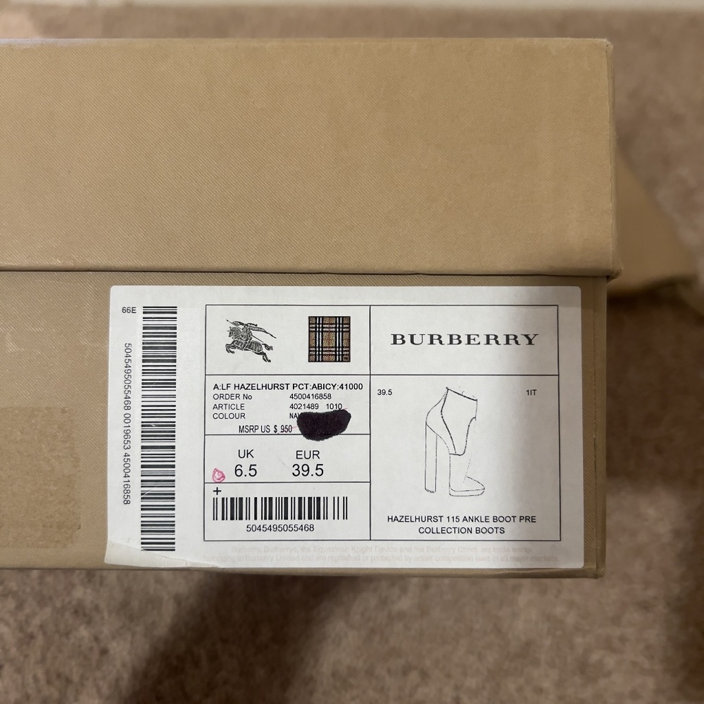 Burberry 'Hazelhurst 115' Ankle Boots In Navy Suede - Picture 7 of 7